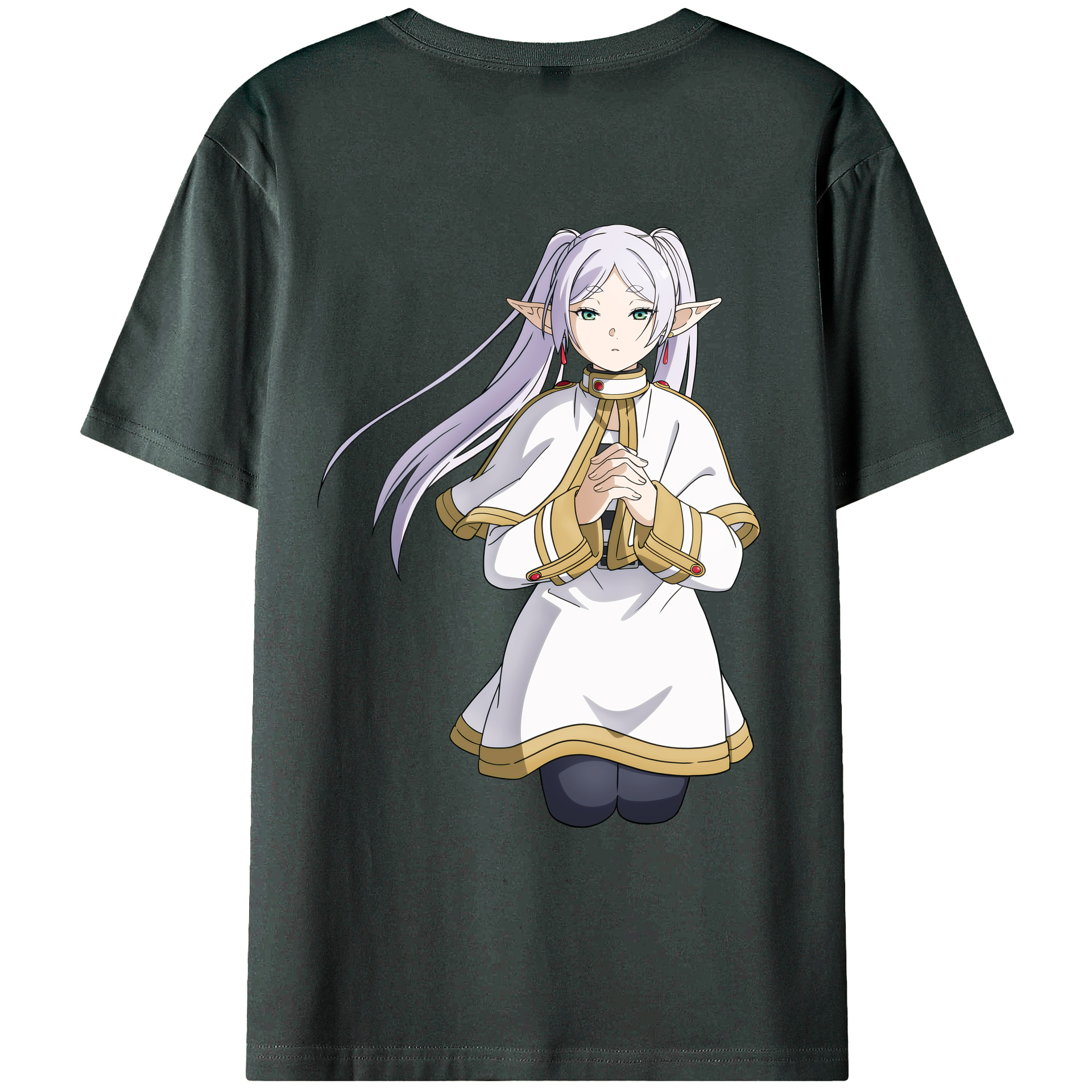 （画像用） 葬送のフリーレン Frieren 綿100％ メンズ半袖Tシャツ（バックプリント） 通気性